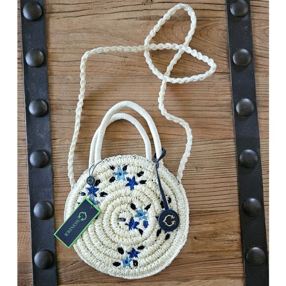 C. Wonder Small Round Crossbody Raina Bag Natural Straw - Picture 1 of 8